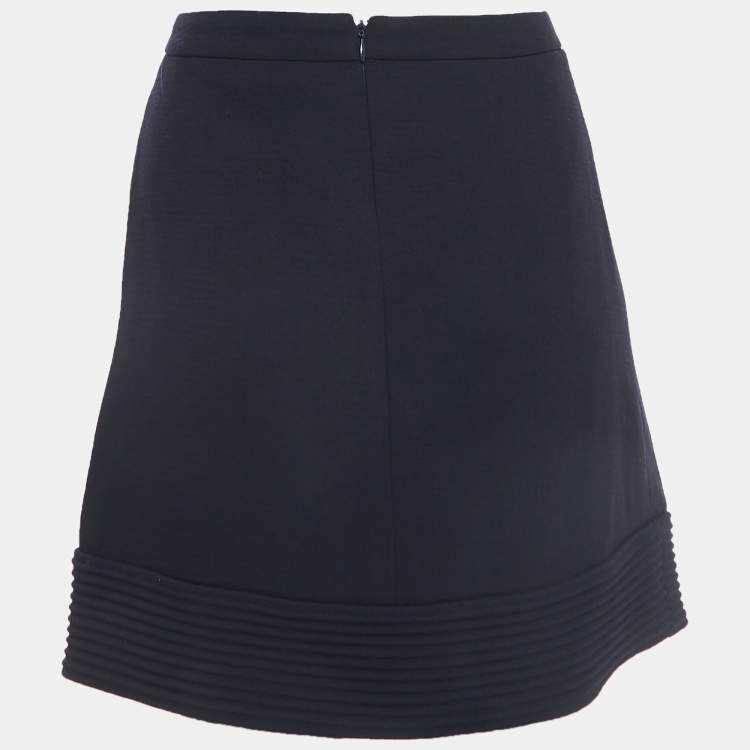 Pre Owned Versace Navy Blue Wool Knit Mini Skirt S