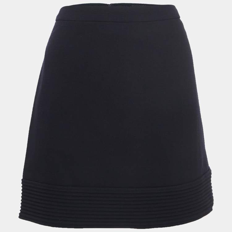 Pre Owned Versace Navy Blue Wool Knit Mini Skirt S