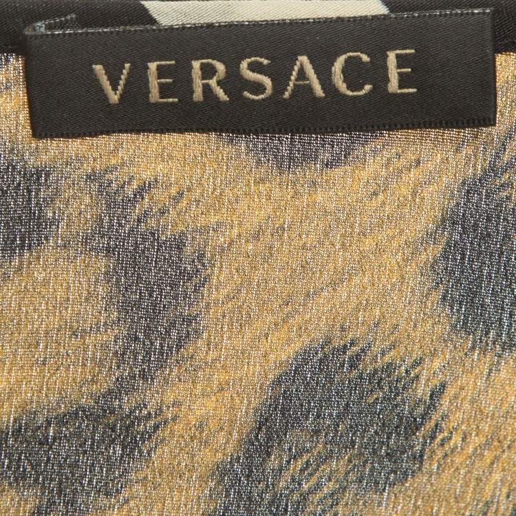 Pre Owned Versace Multicolor All-Over Print Silk Top M