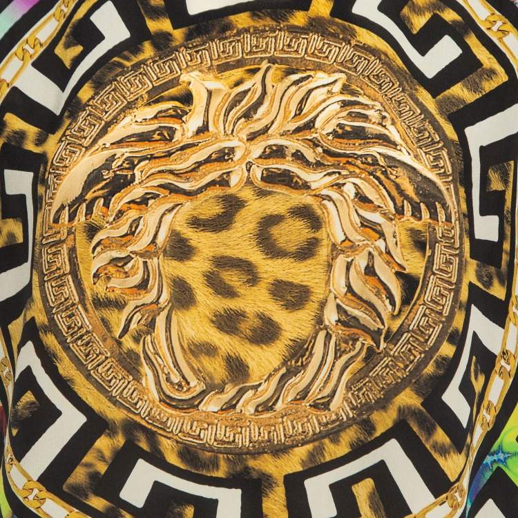Pre Owned Versace Multicolor All-Over Print Silk Top M