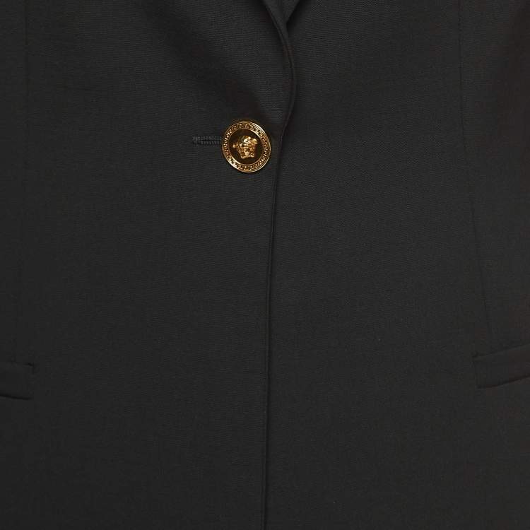 Pre Owned Versace Black Wool Single-Button Blazer S
