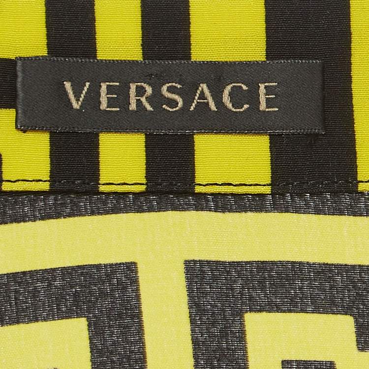 Pre Owned Versace Multicolor Geometric Greek Print Chiffon Silk Shirt L