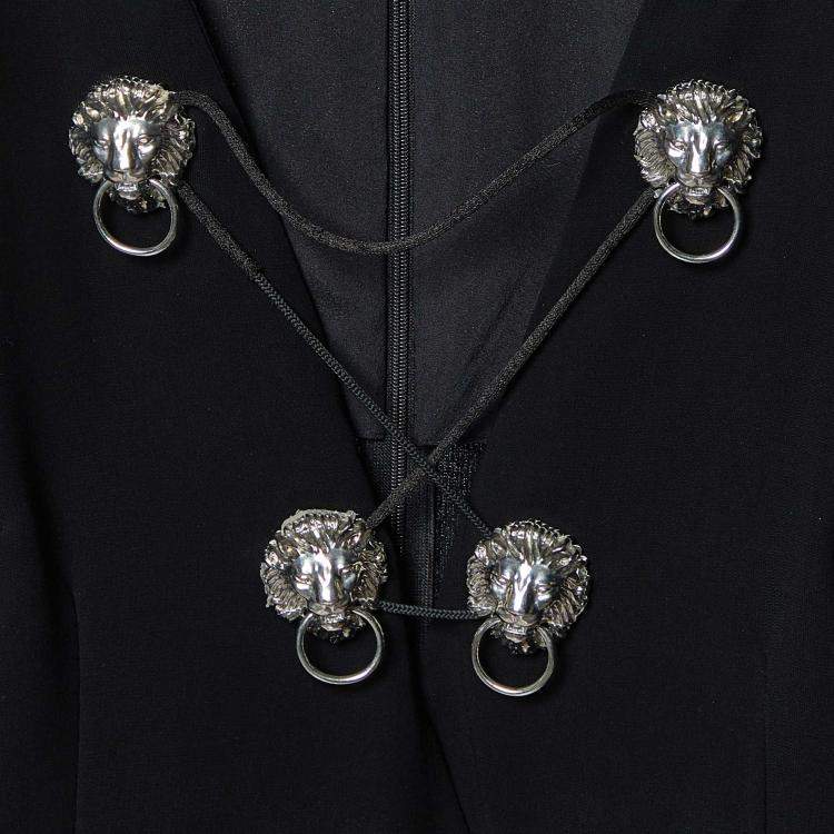 Pre Owned Versus Versace Black Crepe Logo Detail Mini Dress S