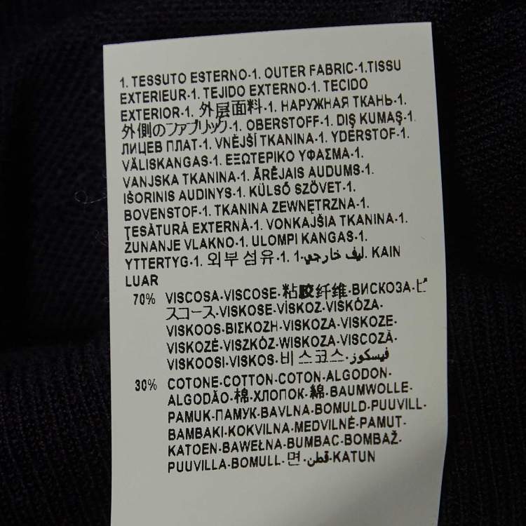 Pre Owned Versace Black Navy Blue Cut-Out Knit Crew Neck Sweatshirt XL
