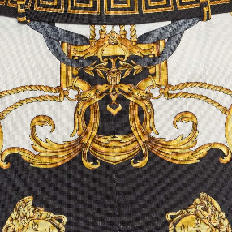 Pre Owned Versace Multicolor Baroque Print Knit Skinny Pants M