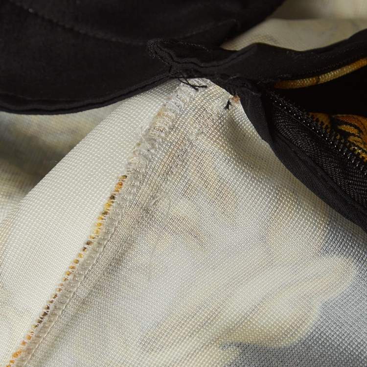 Pre Owned Versace Multicolor Baroque Print Knit Skinny Pants M