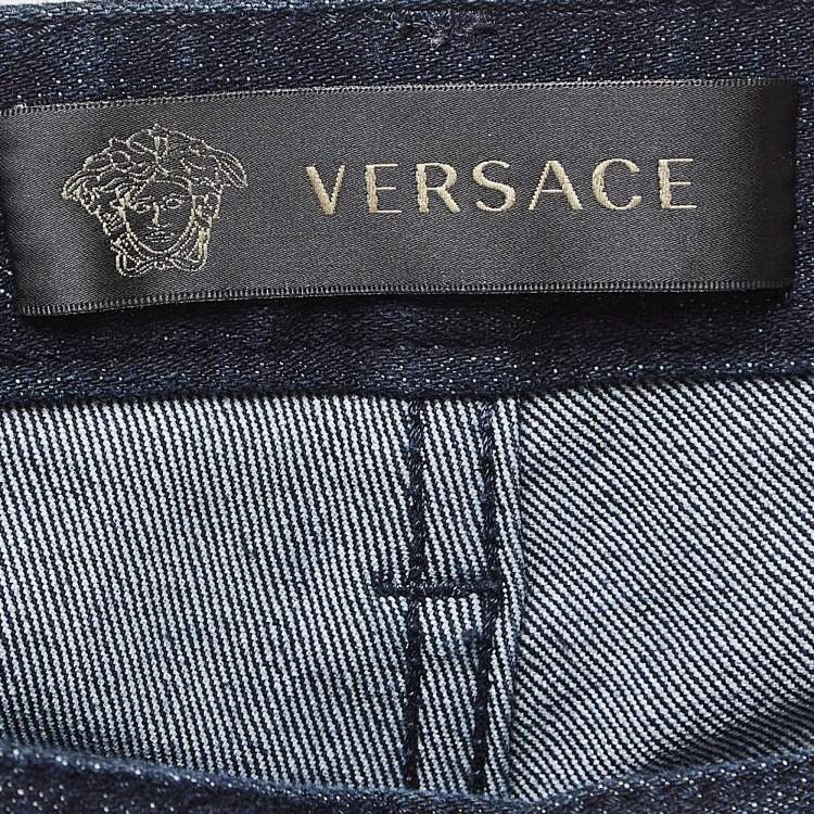 Pre Owned Versace Dark Blue Stretch Denim Skinny Jeans M Waist 28"