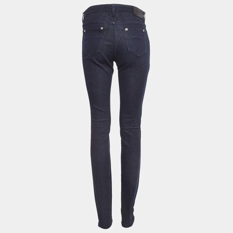 Pre Owned Versace Dark Blue Stretch Denim Skinny Jeans M Waist 28"