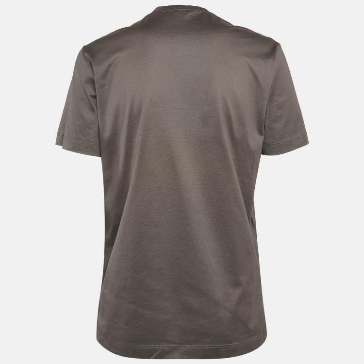 Pre Owned Versace Grey Tiger Embroidered Jersey Crew Neck T-Shirt M
