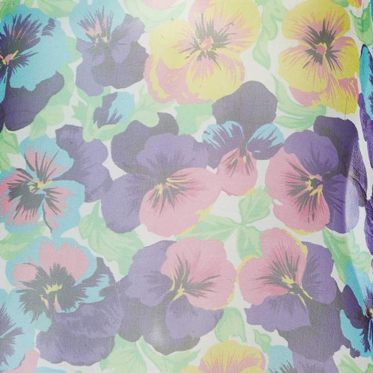 Pre Owned Versace Multicolor Floral Printed Silk Kaftan Top L