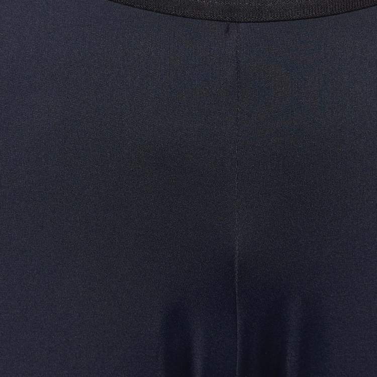 Pre Owned Versace Black Stretch Knit Logo Waistband Leggings L