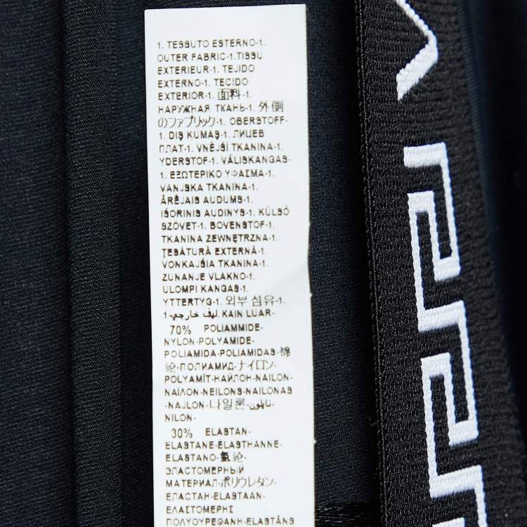 Pre Owned Versace Black Stretch Knit Logo Waistband Leggings L