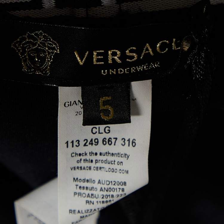 Pre Owned Versace Black Stretch Knit Logo Waistband Leggings L
