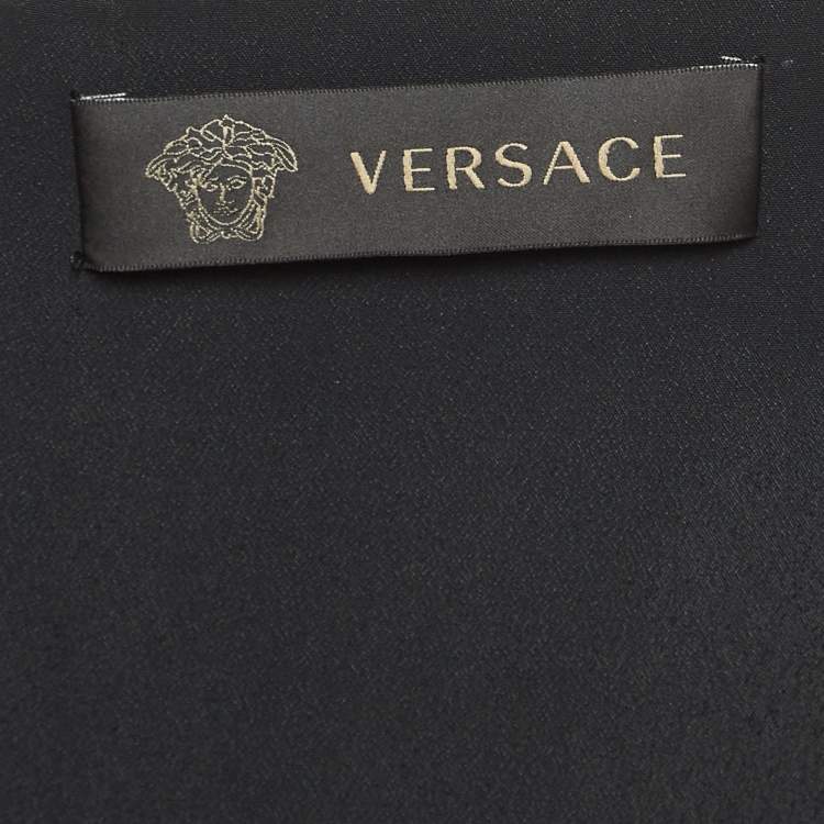 Pre Owned Versace Black Crepe Wrapped Scarf Accent Mini Dress S