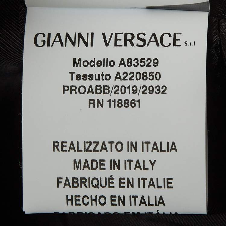 Pre Owned Versace Black Safety Pin Detailed Wool Double Breasted Blazer M