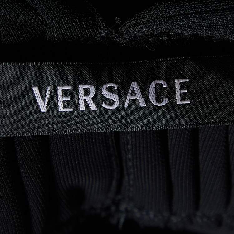 Pre Owned Versace Black Crepe Ruched Sleeveless Top S