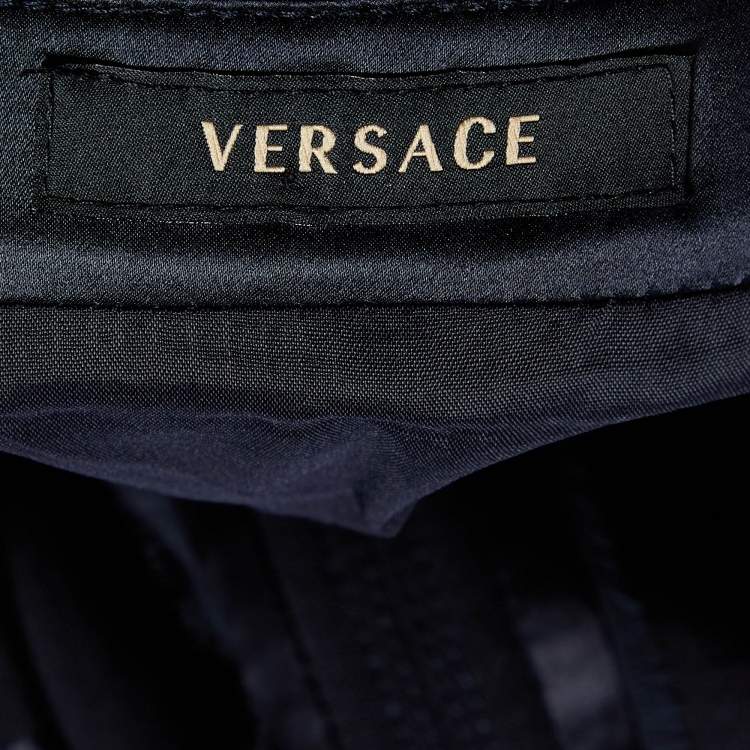 Pre Owned Versace Navy Blue Wool & Silk Mini Skirt M
