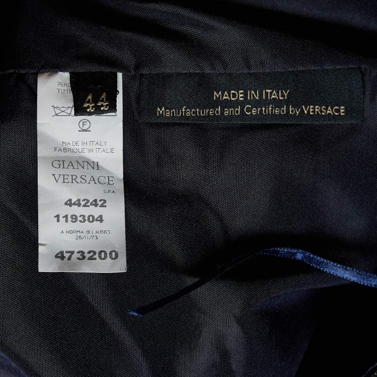 Pre Owned Versace Navy Blue Wool & Silk Mini Skirt M