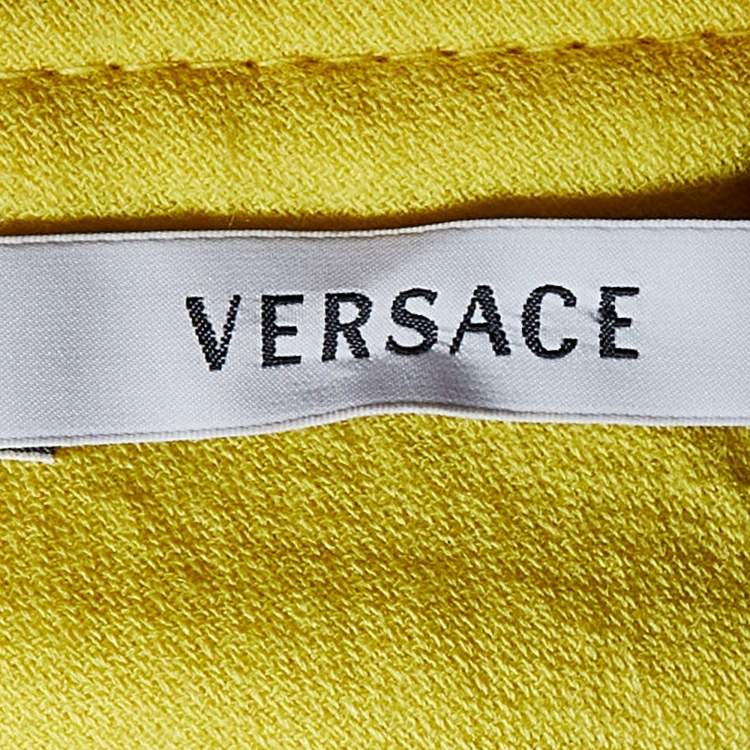 Pre Owned Versace Yellow Wool Pencil Skirt L