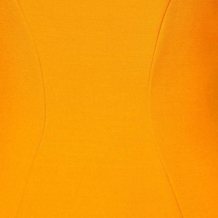 Pre Owned Versace Orange Crepe Logo Button Detail Sheath Dress S