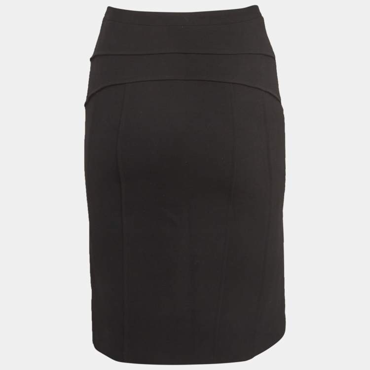 Pre Owned Versace Vintage Black Wool Blend Tucked Pencil Skirt S