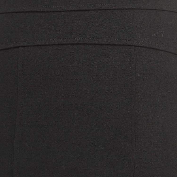 Pre Owned Versace Vintage Black Wool Blend Tucked Pencil Skirt S