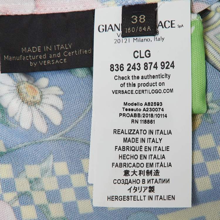 Pre Owned Versace Multicolor Floral Print Jersey Ruched Bodycon Dress S