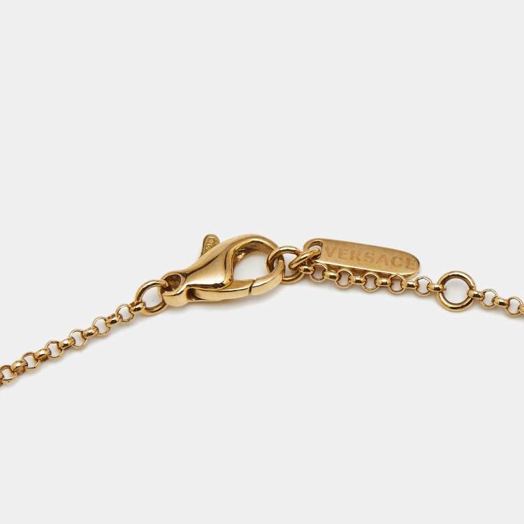 Pre Owned Versace Greca Onyx 18k Yellow Gold Necklace