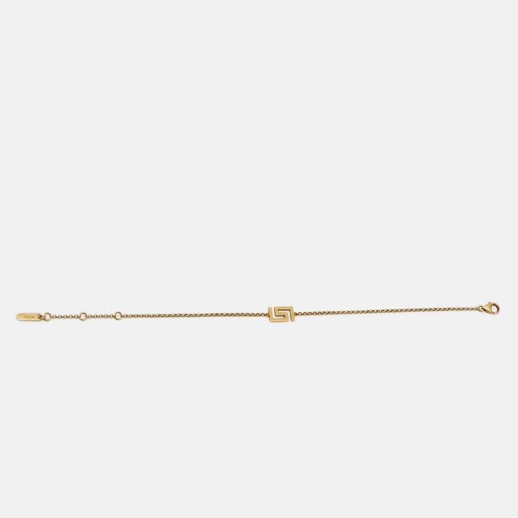 Pre Owned Versace Greek Key Motif 18K Yellow Gold Bracelet