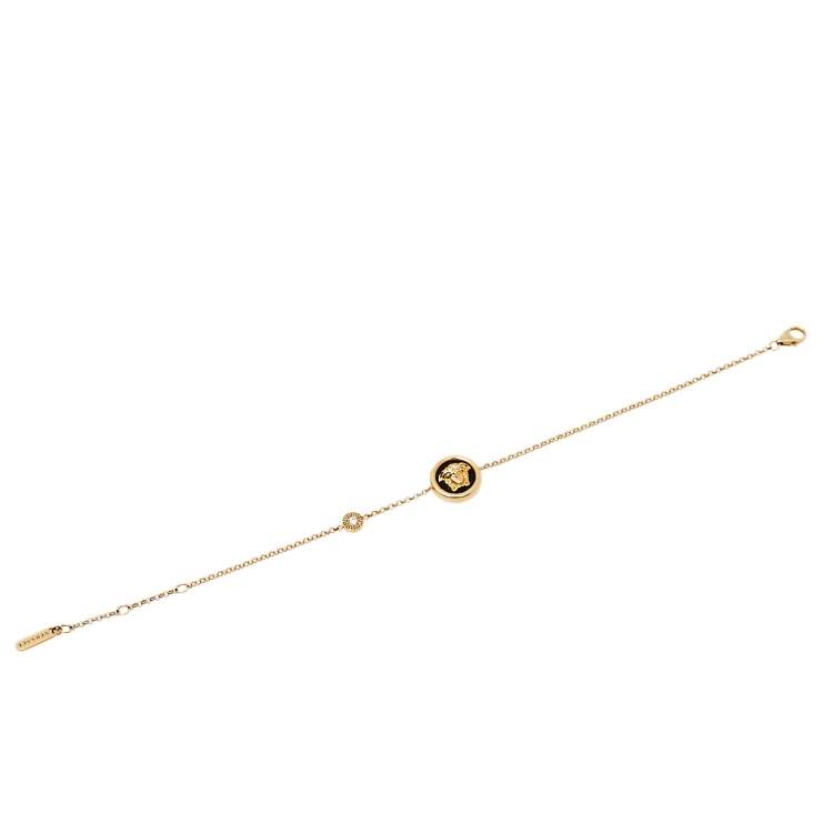 Pre Owned Versace Medusa Diamond 18K Yellow Gold Soft Charm Bracelet