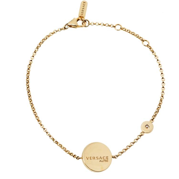 Pre Owned Versace Medusa Diamond 18K Yellow Gold Soft Charm Bracelet