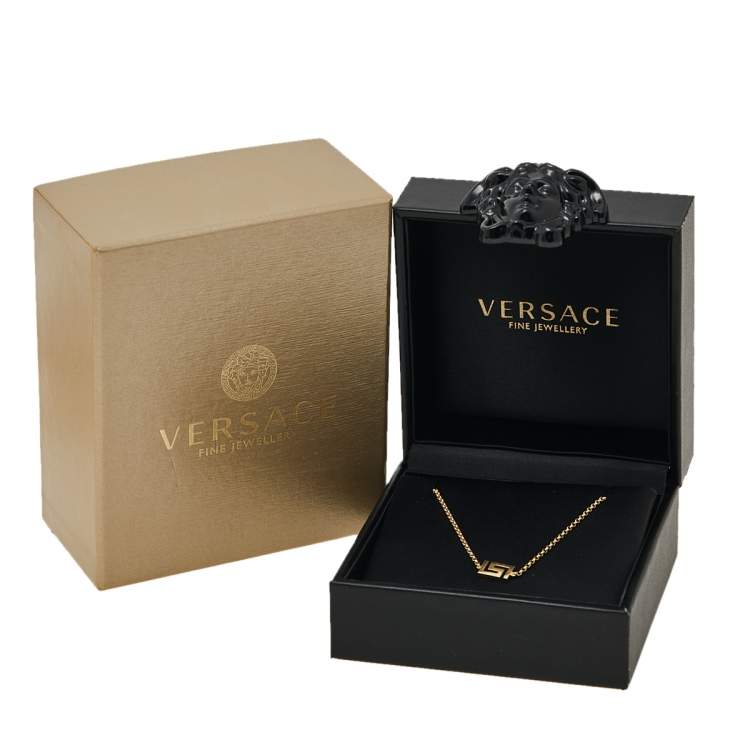 Pre Owned Versace Greek Key Motif 18K Yellow Gold Bracelet