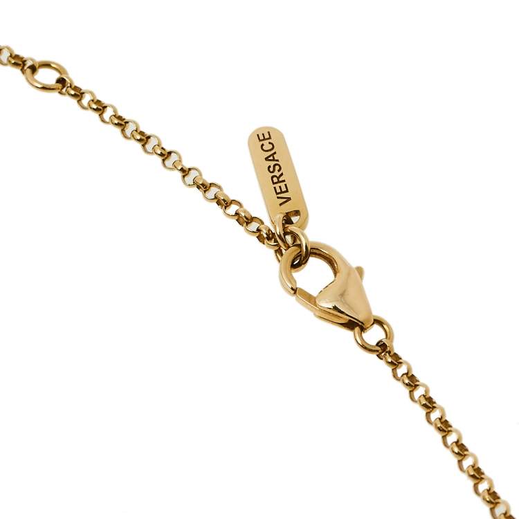 Pre Owned Versace Greek Key Motif 18K Yellow Gold Necklace