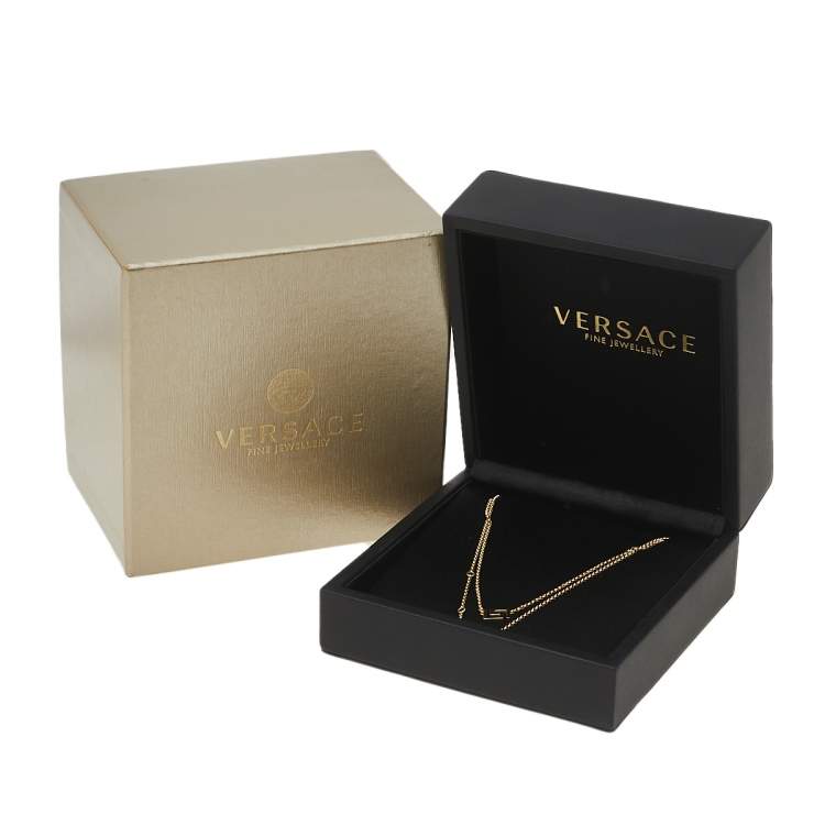Pre Owned Versace Greek Key Motif 18K Yellow Gold Necklace