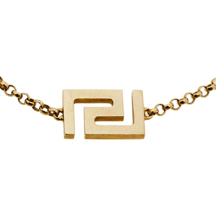 Pre Owned Versace Greek Key Motif 18K Yellow Gold Bracelet