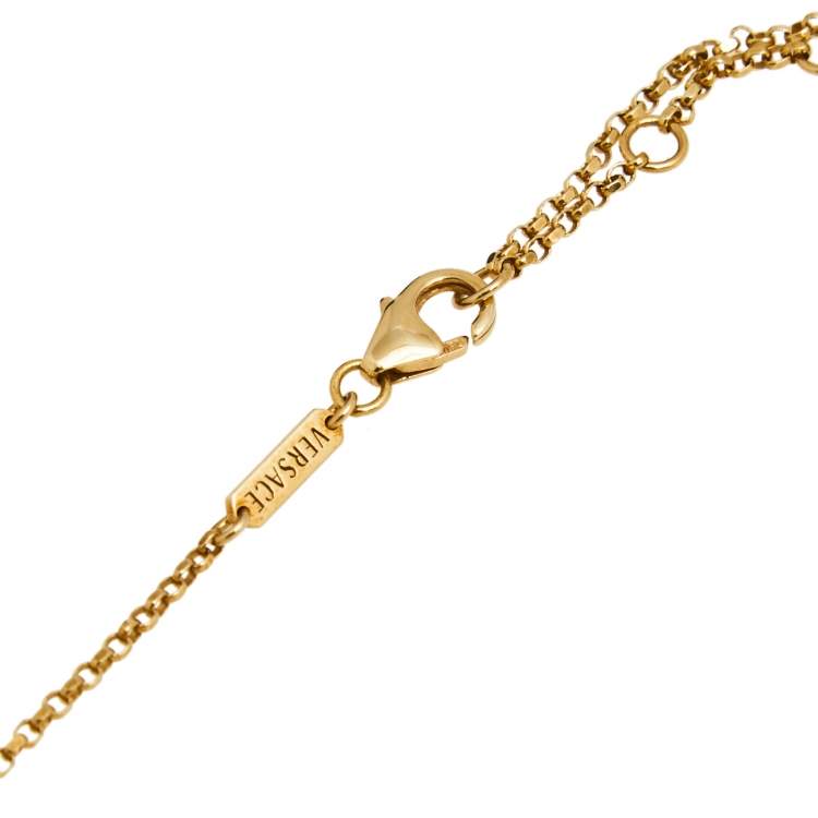 Pre Owned Versace 18K Yellow Gold and 925 Silver Medusa Pendant Necklace
