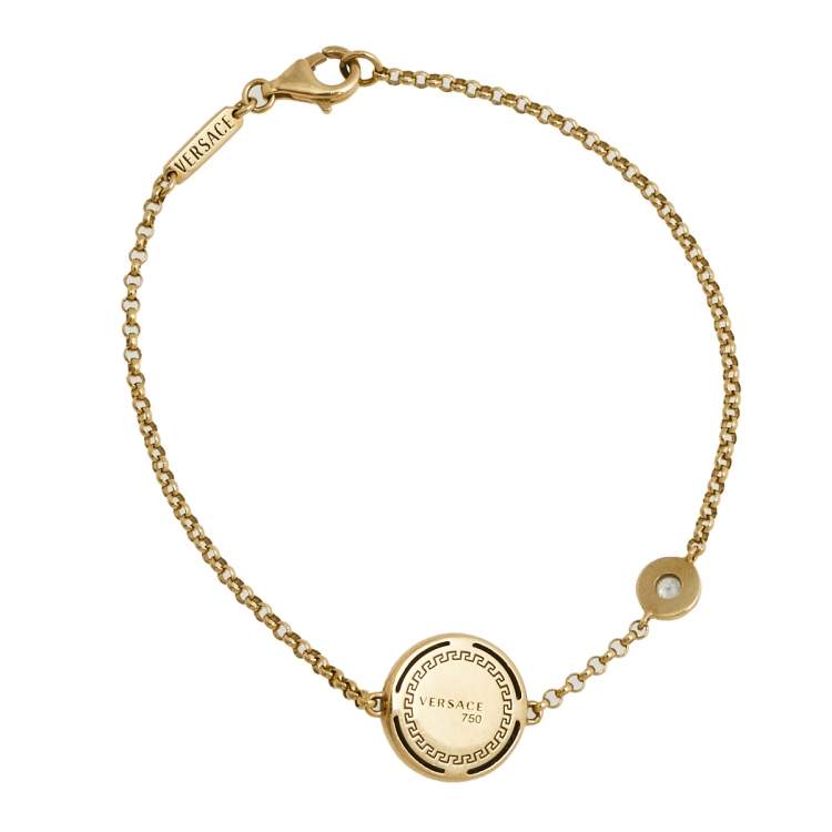Pre Owned Versace Medusa Diamond 18k Yellow Gold Soft Charm Bracelet 