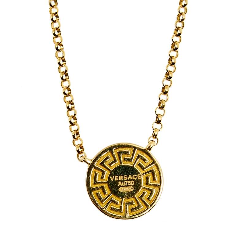Pre Owned Versace Greca Diamond 18k Yellow Gold Chain Necklace