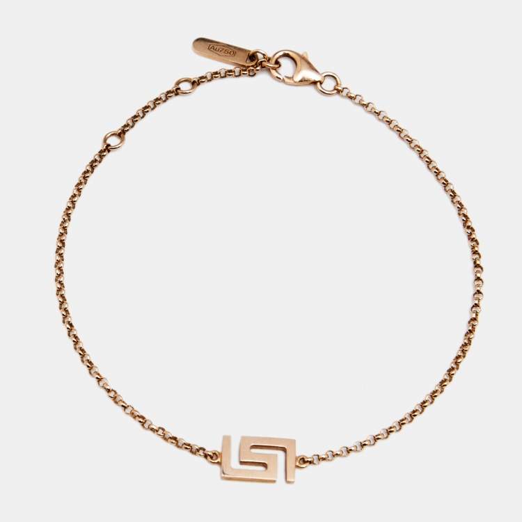 Pre Owned Versace Greek Key Motif 18K Yellow Gold Bracelet