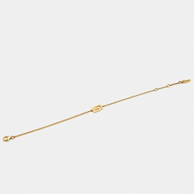 Pre Owned Versace Greek Key Motif 18k Yellow Gold Bracelet