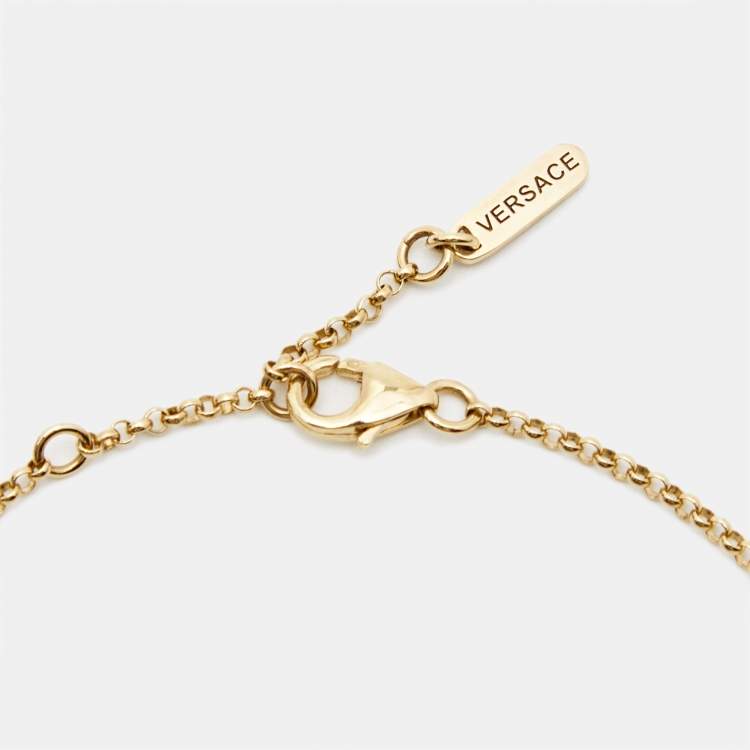Pre Owned Versace Greek Key Motif 18k Yellow Gold Bracelet