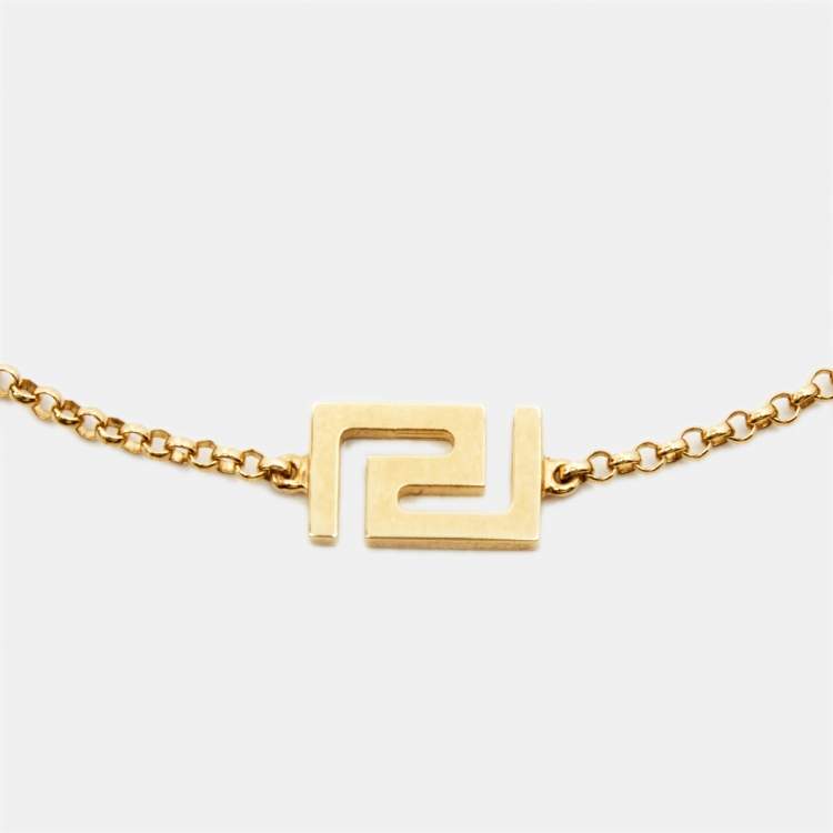 Pre Owned Versace Greek Key Motif 18k Yellow Gold Bracelet