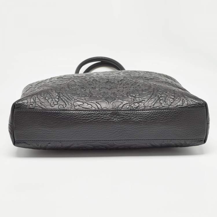 مملوكة مسبقًا Versace Black Barocco Embossed Leather La Medusa Tote