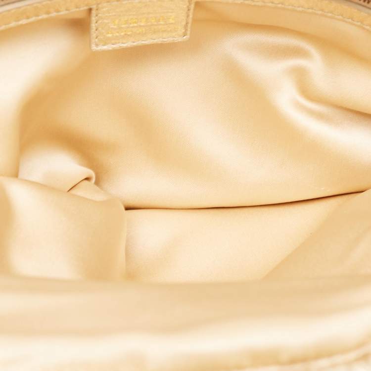 Pre Owned Versace Gold Perforated Leather Tassel Shoulder Bag
