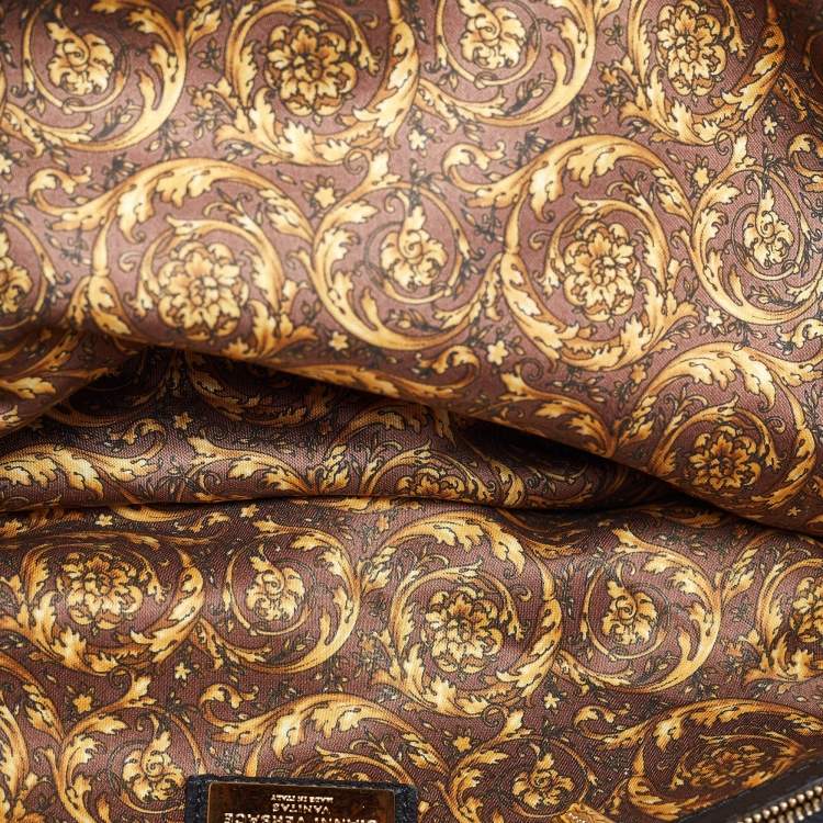 Pre Owned Versace Black Baroque Embossed Leather Demetra Vanitas Satchel