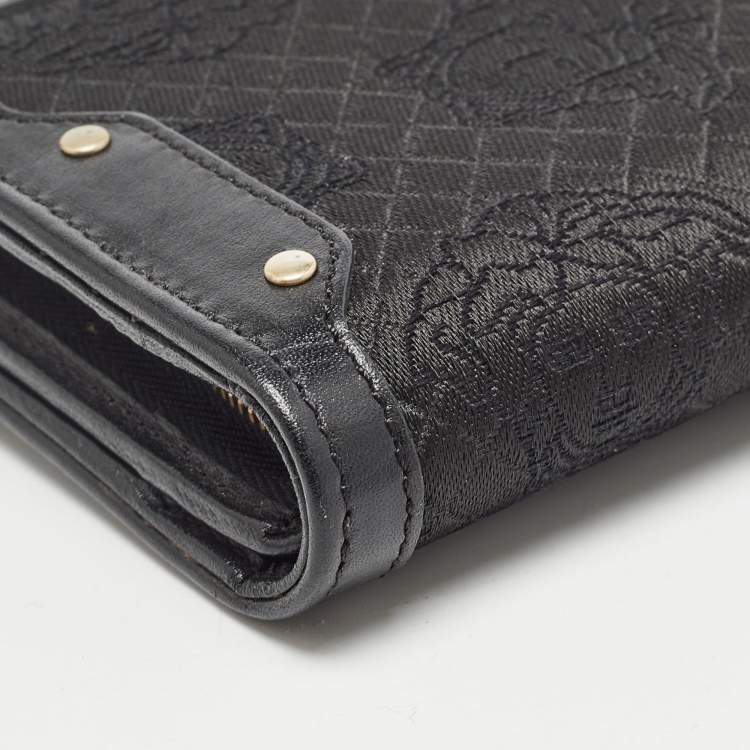 Pre Owned Versace Black Canvas and Leather Medusa Continental Flap Wallet