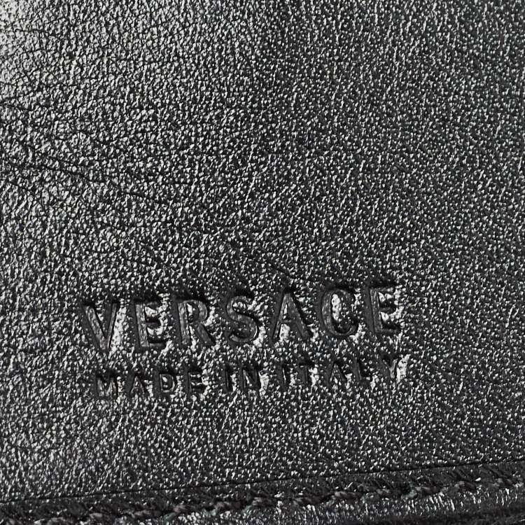 Pre Owned Versace Black Canvas and Leather Medusa Continental Flap Wallet