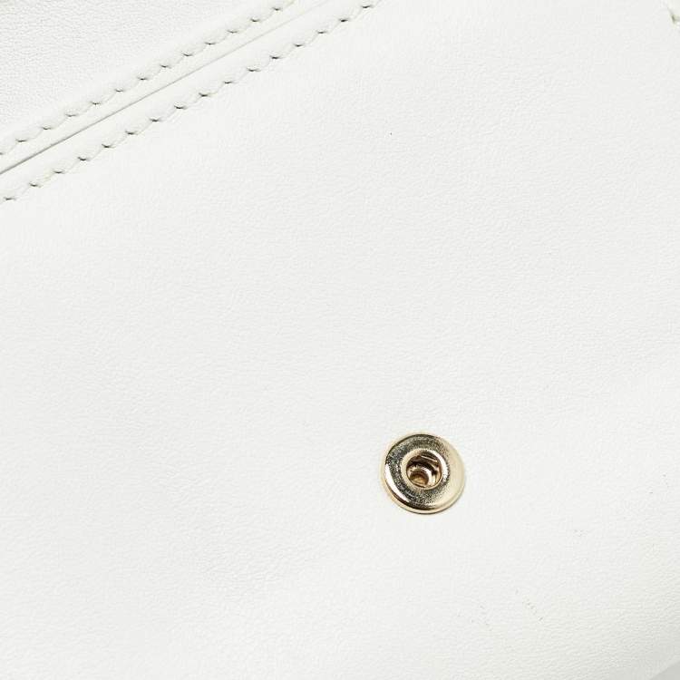 Pre Owned Versace White Leather Trifold Compact Wallet