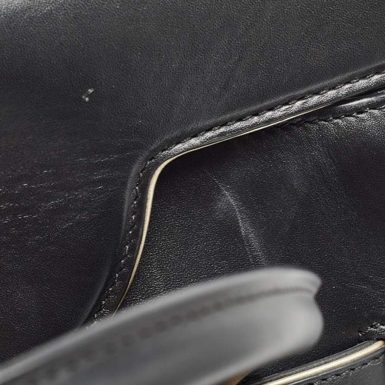 Pre Owned Versace Black Leather Medium Medusa Medallion Tote