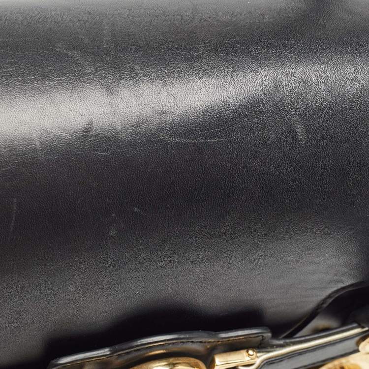 Pre Owned Versace Black Leather Medium Medusa Medallion Tote